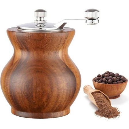 Peberkværnsæt Manuelt Træ Håndsving Saltkværn med Justerbar Grovhed Krydderikværne