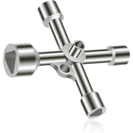 Fyrvägs triangelnyckel, tillgänglig i 5 storlekar med innerdiametrar på 7 mm/10 mm/12 mm/13 mm/18 mm.