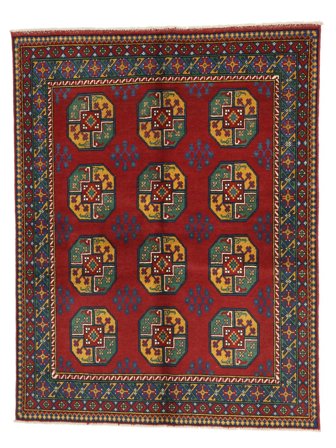 Tapis Afghan Fine 150X193 Noir/Rouge Foncé (Laine, Afghanistan)