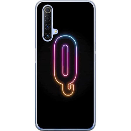 Kompatibelt Mobildeksel til Realme Realme X50 5G Minimalistisk neonbokstav Q i skinnende farger mot mørk bakgrunn