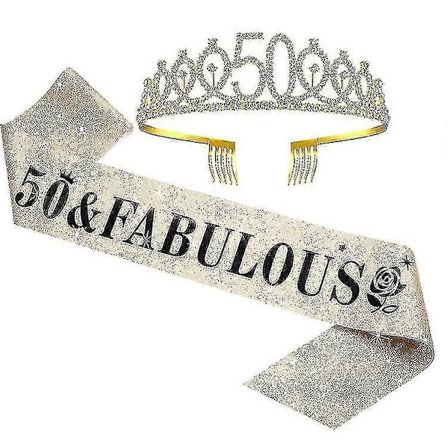 50-årsdag Skärp och Tiara Set för 50-årsdag, 50 Fabulous