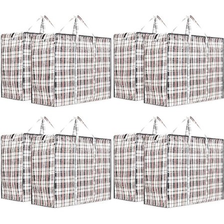 Paket med XXL flyttväskor med dragkedja och rutiga handtag - (ass