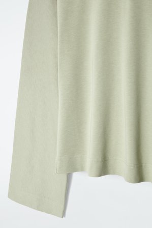 COS Women's T-Shirt Squadrata A Maniche Lunghe in Verde