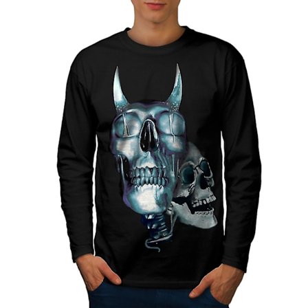 Devil Metal Scream Skull Men Blacklong Sleeve T-shirt