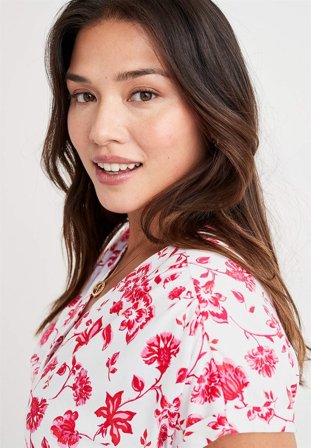 Cellbes of Sweden - Kortermet jerseytunika i rosa / blomstret for damer i størrelse 34/36