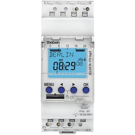 Theben SELEKTA 170 Top3 Viikkokello, Kytkimet & pistorasiat