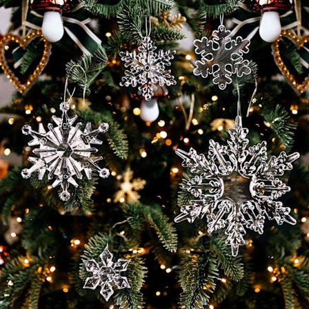 40 stk. Klar Akryl Snefnug 5 Størrelser Julehængende Pynt Hængende Dekoration til Juletræ Tilbehør Juletræ