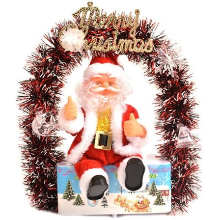 Joulukoriste Joulupukki Värikäs Valo Garland Sähköinen Musiikki Joulupukki Nukke Istuva ja Tanssiva Koti Dekor, Punainen