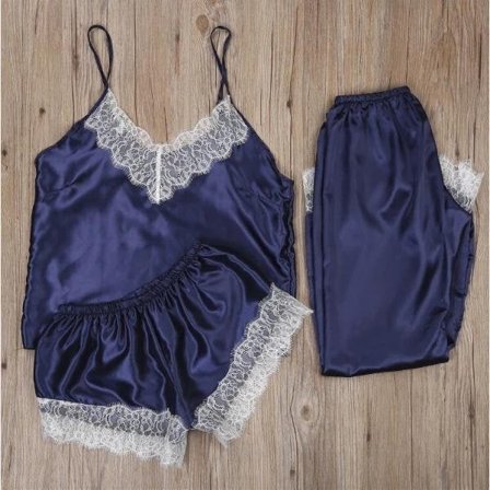 3-osainen yöpaita alusvaatteet|S|sininen| sininen S