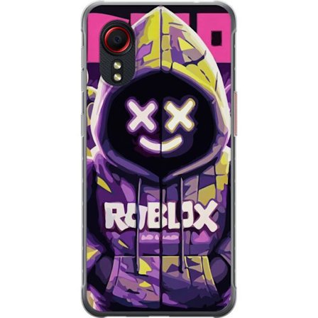 Yhteensopiva Puhelinkuori Samsung Samsung Galaxy Xcover 5 Värikäs Roblox-inspiroima hupparihahmo neoneilla ja maskilla, digitaalinen peli-illustraat