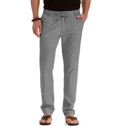 Casual bomullsbyxor med raka ben för män grey XL
