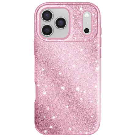 Cover til iPhone 17 Pro Max Bi-Materiale Design og Glitter Finish Rosa