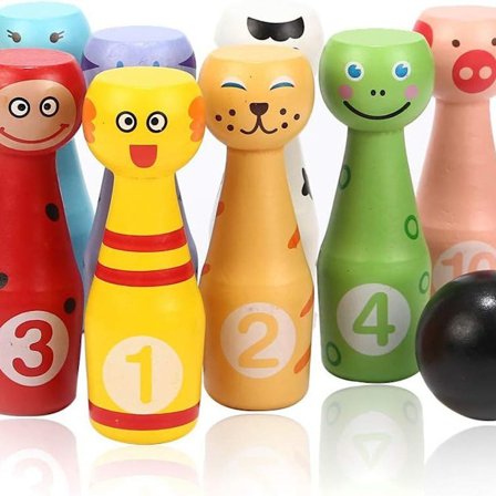 Jacootoys Bowlingsett Skittles-spill med 10 kjegler og 2 baller Interaktivt spill KLB