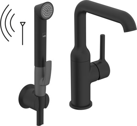 Oras Optima Style 2615FH-33 Tvättställsblandare med handdusch, svängbar pip, matt svart, Badrum