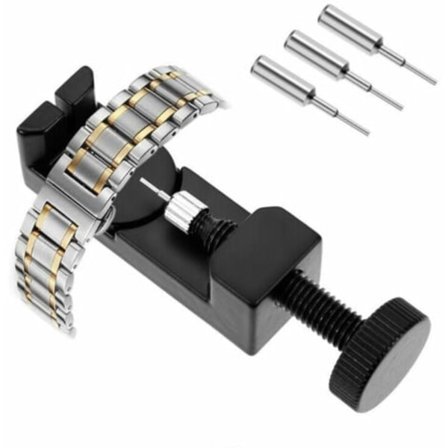 Lenke Pin Remover Armbåndsur Verktøy Reparasjonssett for Klokkebånd for Urmakere med 3 Ekstra Pinner - svart