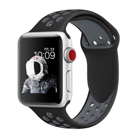 För Apple Watch 42/44mm L Silikon Sport Klockarmband Svart