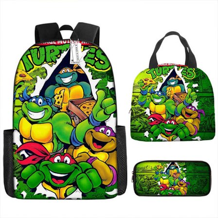 Teenage Mutant Ninja Turtles Rygsæk, Tegnet Animeret Skoletaske Håndholdt Børnemadpakke Penalhus-J