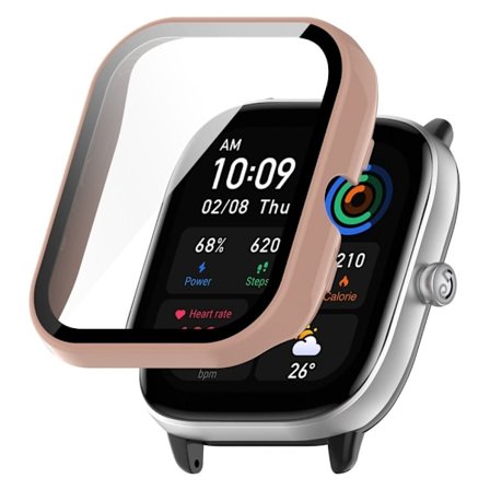 Amazfit GTS 4 Mini cover with tempered glass - Sakura Pink