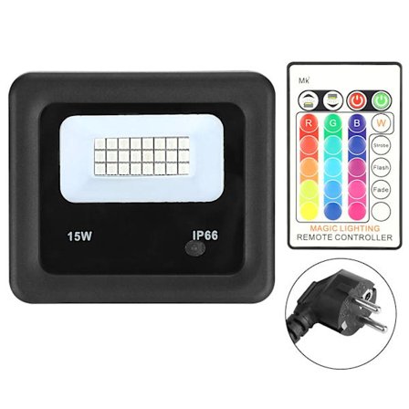 RGB Himmennettävä Värinvaihtava LED-valonheitin 15W kaukosäätimellä - Ulkovalaistus AU-pistokkeella (AC85-265V)