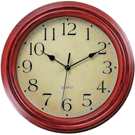 Stille, Rund Retro Kvarts Vægur uden Tiklyd (30 cm) (Rød)