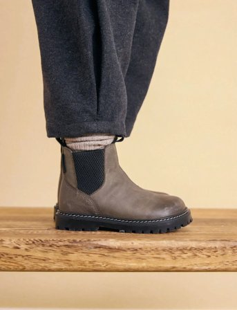 ANGULUS Booties - Flat - With Zipper - Khaki green - 31