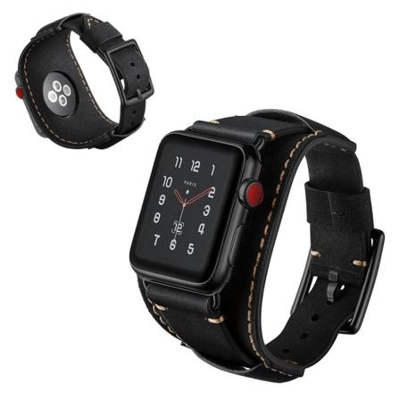 Crazy Horse Apple Watch Series 5 40mm urrem i ægte læder - Sort Black