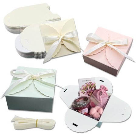 Pienet lahjarasiat nauhalla, 30 kpl, 9 x 9 x 5 cm, pienet täytettävät laatikot, pieni lahjarasia, pahvilaatikot, lahjarasiat, tee-se-itse-lahjoihin, 