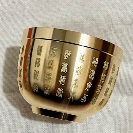 Ren mässing Cornucopia Baifu Rice Cylinder Desktop Small Ornament