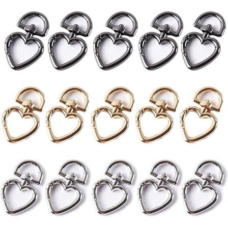 Hjerte Karabinklips 15 stk Hummer Liten Nøkkelring Svingbar Haken Karabinkrok For Ryggsekkstropper Håndverk Eller Håndvesketilbehør