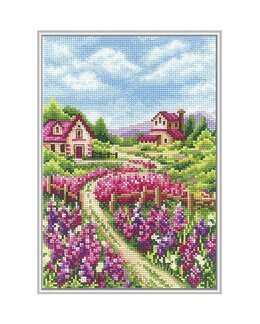 Stickpackung Bild Landschaft mit Lupinen