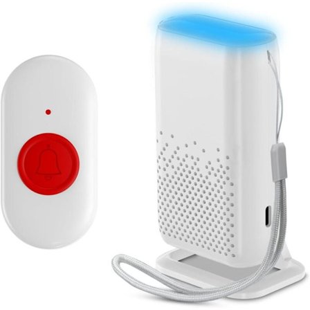 Larmarmband för äldre, trådlöst personlarm uppladdningsbart via USB, larm för äldre med 58 ringsignaler, dörrklocka för patienter med VI