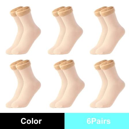 Vintervarma solida damstrumpor Thermal termosockor Ull Cashmere Black Skin Sömlös snöstrumpa Sammet unisex skin color 6pairs