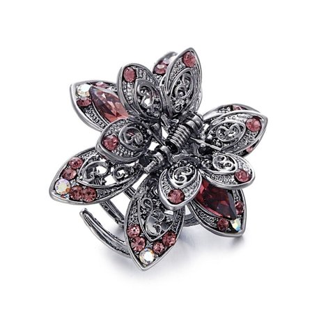 Crystal Hårklämma Blomma Hårklo LILA