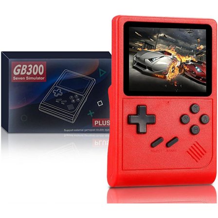 Retro Spillekonsol til Børn og Voksne, Mini Håndholdt Spillekonsol Understøtter 6000+ Spil med 3,0 Tommer Skærm og Understøtter TV (Rød)