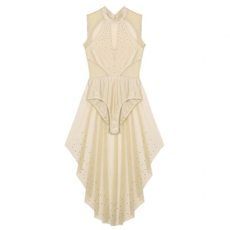 /EA/Nya Dam Voksne Skinnende Rhinestone Ballroom Dansekostumer Ærmeløs Rygløs Leotard Gymnastikdragt Ballerina Dansebeklædning nude