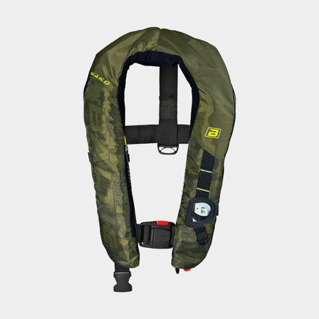 Chaleco salvavidas inflable para pesca Baltic Mako 150N, automático, verde + cartucho de CO2 33 gramos, 40 - 150 kg