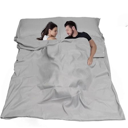 Ultralett Sovepose 180 X 210cm Dobbel Sovepose Laken, Mikrofiber Kompakt Sovepose Qyroadwolf