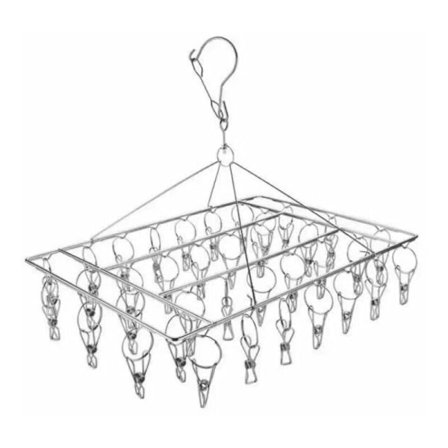 Sokkestativ, Tørker med 40 rustfrie vindtette klips for sokker, undertøy, klær, håndklær (1 stativ)