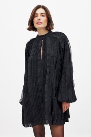 NA-KD Structured Long Sleeve Mini Dress - Flæsekjoler - Sort - EU 32