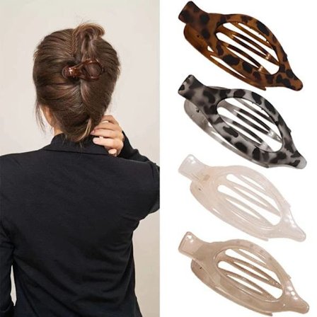 4 stk. flade hårklemmer til kvinder, buet design, hårklemmer til at ligge, køre - stærkt greb hårklemmer til tyndt, tykt hår_TF_TF