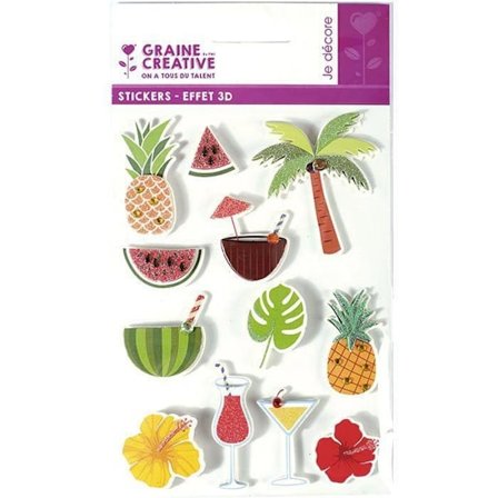 12 3D-klistermärken - Tropical 5,5 cm