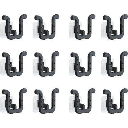 Skohylde, Skohylde Sort, 12-delt Slippershylde, Vægmonteret Slippersopbevaring, Selvklæbende Skokroge til Døre, Garderober, Badeværelser, Sort