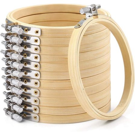 12 stk. Broderingsringer Sett Bulk Bambus Sirkel Korssting Ring for Sy og Dekorasjon