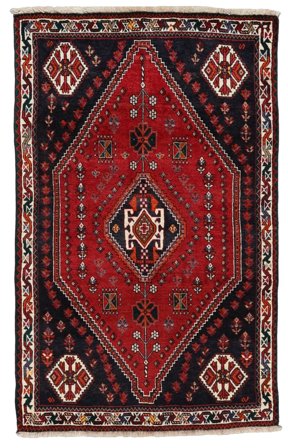 Shiraz Teppe Håndknyttet 108X177 Svart/Mørk Rød Persia