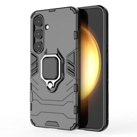 SKALO Samsung S25 Armor Metallring Skal - Svart