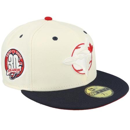 New Era - MLB White fitted Caps - Toronto Blue Jays Scarlet Swirl 59FIFTY 30th World Series Chrome/Navy Fitted @ Hatstore
