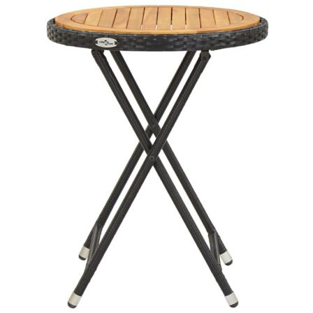 Vidaxl Tebord Svart 60 Cm Konstrotting Och Massivt Akaciaträ Svart