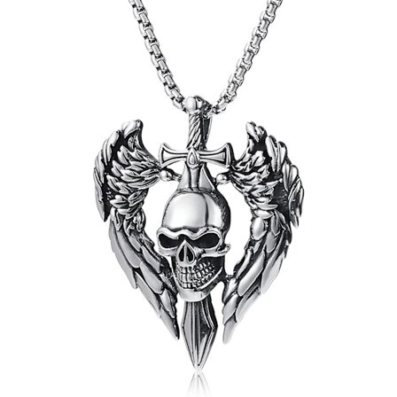 Halskæde med gotisk anhæng i rustfrit stål - Punk smykker til mænd og drenge