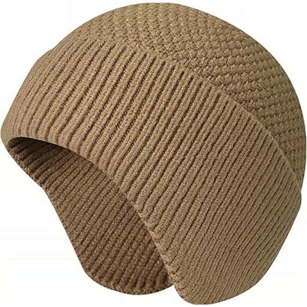 Termisk strikket lue med ørebeskyttelse for løping, ski, sykling, fiske, utendørs vintersport, unisex, elastisk, vindtett, varm