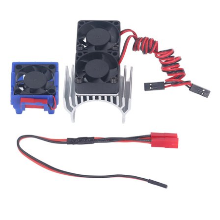 DC 5V RC kylfläns med hög hastighet fläktmotor kylare fläkt set för Traxxas Slash 4×4 VXL 1/10 RC bil silver